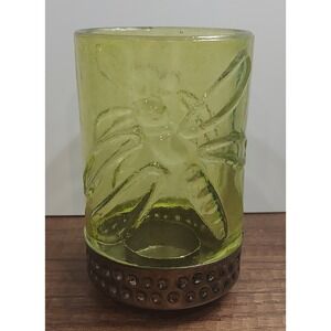 Green Glass Dragonfly Candle Holder Tea light Votive Nature Theme Decor S1